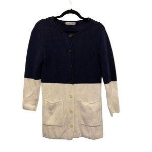 RODEBJER navy and white button up cardigan sweater